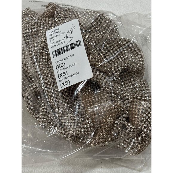 superdown Womens Mackenzie Crop Top in Gold X-Small New Crystal Chainmail Tank - Picture 9 of 12